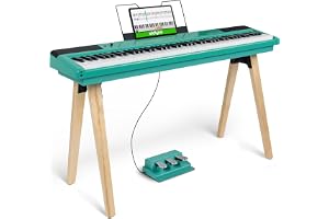 Alesis Recital Home 88-Tangenters Digitalt Upprätt Piano Turkos | Graded Hammer-Action-Tangenter, 20W Högtalare, Sustainpedaler, 25 Ljud, Hemövning