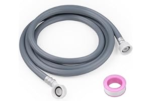 ilauke Przedłużenie węża do pralki 2,5 m, uniwersalny wąż do napełniania zimną wodą, szary, plastik, 3/10.2 cm, 1 opakowanie