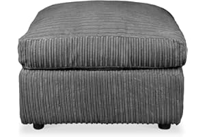 Generic jumbo cord fabric essential footstool large size (Grey), apk1414