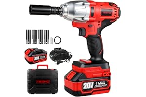 TEENO Llave de impacto, inalámbrica,1/2" Pistola de Impacto Bateria 600 Nm con batería de 1x4.0Ah, llave de impacto con 4 boquillas(18/20/22/24mm), giratoria para coche y uso