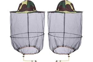 HUNTERBEE Beekeeping Veil Hat Mosquito Head Net Beekeeper Net Hat Insect Gnats Cap Pack of 2, 2 x camouflage, 55