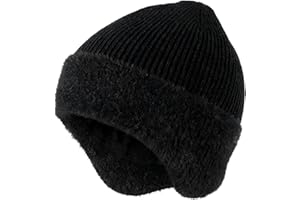 FIVEMILEBRO Gorro con Orejeras de Forro Polar, Gorro de Invierno de Punto Suave y Cálido para Deportes de Frío y Uso Diario, Unisex para Hombre y Mujer