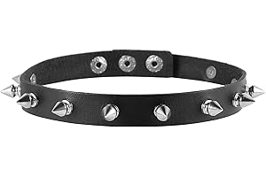 HZMAN Punk Goth Metall Spike studded Choker Halskette für Damen Schwarz PU Leder Kragen Choker Halskette