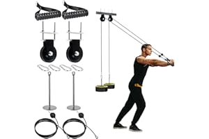 Lyndwin Poulie Musculation, Fitness DIY LAT Pulldown Machine Musculation Maison Sport, Kit Musculation Corde Poulie Haute Triceps Biceps Curl Dos Epaules Bras (Set avec Cable Croisé)