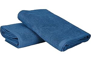 Ruggeri - Set 2 Teli Doccia e Bagno 70x140 cm - 100% Puro Cotone Extra Morbido - Collezione Asciugamani - Let's Color! (Blu)