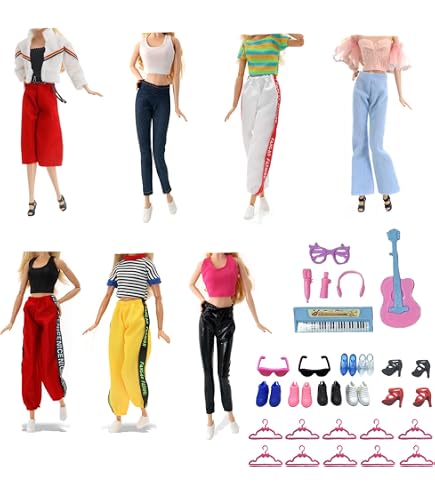 Miunana Vestiti Per Bambola 30 Cm – Set Casual 10 Pezzi – Abbigliamento Formale, Abiti, Pantaloni E Scarpe (Bambola Esclusa)