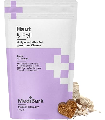 MediBark Haut & Fell Hundeleckerli – Mit Biotin & Lachsöl, Glutenfrei, 225 Stück, Für Gesundes Fell