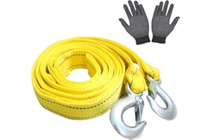 SPORGO Abschleppseil 4 Meter 5 Tonnen (11000 Lbs) Mit Reflektierenden Streifen und 2 Abschlepphaken-U-Ring und Handschuhe, Abschleppseil PKW für Off-Road Recovery & Abschleppen Heavy Duty