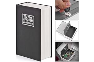 PALMCEE Book Safe With Key Lock, Portable Money Storage Box, 7.1 * 4.7 * 2.3in Hidden Steel Code Secret Book, Diversion Can for Storing Jewelry, Black