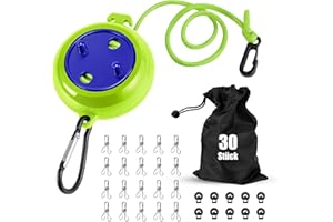 HEATIGO wysuwana linka do suszenia prania, na kemping, przenośna, 10 m, w podróż, urlop, do użytku na zewnątrz, do łazienki, pralni, ogrodu lub podróży (zielona)