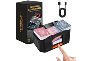 Vahlbeste Geräuscharmer Kartenmischmaschine Elektrische, Kartenmischer Mit 3000mAh Akku,UBS Ladekabel,Mischmaschine Karten für 2 Decks Poker, Karten Mischgerät für Familienkartenspiele, Texas Hold'em