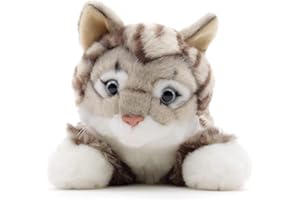 Uni-Toys - Gato con Pelo tigerado (Gris), Tumbado - 38 cm (Longitud) - Gatito de Peluche - Peluche