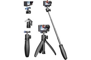 TELESIN 40cm Mini Selfie Treppiede, Selfie Treppiede con Magnetica Sgancio Rapido, Portatile Monopiedino Impugnatura per Vlog, Palo Estendibile Regolabile 360° per DJI Osmo Action 5 Pro/4/3