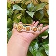 SPARKLING Floral Kundan Studded Matha Patti Sheesh Patti Hairband - Traditional Golden Headpiece for Women and Girls (Rani Pink)