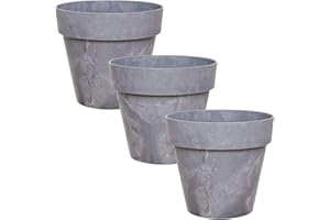 ‎IDEA-STATION idea-station Blumentopf Set 3 x 14 cm - dunkelgrau - Beton-Optik - Übertöpfe aus Plastik