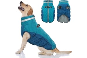 OUOBOB Hundemantel, warme Hundejacken, Hundemäntel mit integriertem Geschirr, wasserdichte Hunde-Fleeceweste, reflektierender Hunde-Schneeanzug für kaltes Wetter, winddichtes Hunde-Schneejacken-Outfit
