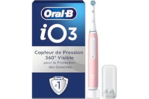 Oral-B Brosse A Dents Electrique iO 3 Rose, 3 Modes De Nettoyage Dont Blancheur, Brossage Silencieux, Capteur De Pression, Brossette De Rechange Oral B, Embout Rond, Chargeur, En Carton