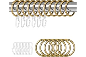 Dacitiery 30 Stück Gardinen Ringe, Metall Vorhangringe mit 30 Stück Kunststoff Gardinenhaken für Fenster Tür Duschvorhang, Gardinenhaken für Schienen, 30 mm Innendurchmesser (Bronze)