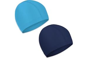 OLICKY 2 szt. elastycznych czepków kąpielowych wygodna antypoślizgowa tkanina czapka pływacka lekkie czepki kąpielowe dla kobiet mężczyzn dzieci do pływania