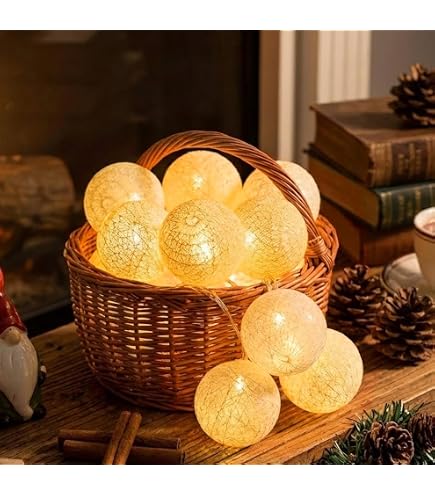 EvaStary LED Cotton Ball Lichterkette 3m Mit 20 Kugeln – Batteriebetrieben, Für Kinderzimmer, Deko, Weihnachten, Party – Warmweiß & Pastellfarben
