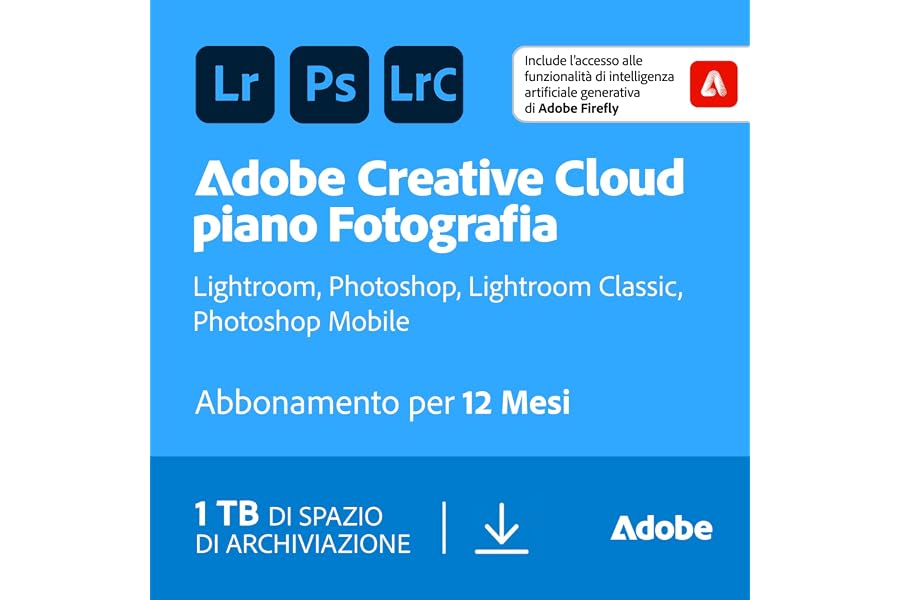 Creative Cloud Photography plan | Standard 1TB | 1 Anno | PC/Mac |Download Digitale