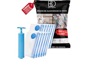 BEST DOMO BD Bolsas para guardar ropa al vacío reduce el espacio de almacenaje armarios viajes mudanza edredones mantas y ropa de cama, duraderas reutilizables uso con aspiradora y bomba con cierre hermético