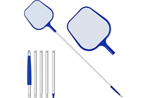 Jsdoin Swimming Pool Skimmer Net, Adjustable 5 Connecting 48Inch Aluminium Telescopic Pole, Pond Nets for Cleaning, Fine Mesh