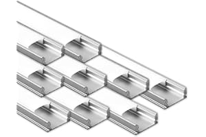 V-TAC 10x Profili per Strisce Led da 2 METRI Rettangolari in Alluminio - (20m Totali) - Copertura Opaca - Ingombro max 12,4 mm - Dimensioni 17,4 x 7 mm