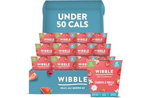 Wibble Jelly Pots, Real Strawberry Juice, Natural, Plant Based, Low Calorie, Nothing Artificial, Strawberry & Vanilla Flavour 12x150g, Sweets, Vegan Jelly Pots