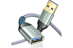 AINOPE 2 sztuki 1 m + 2 m USB przedłużacz kabel USB 3.0 przedłużacz wtyczka A na gniazdo A z eleganckimi wtyczkami aluminiowymi, nylonowy płaszcz materiałowy do czytnika kart, klawiatury, drukarki, skaner