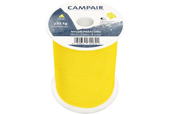 CampAir 100m Paracord 425 Type II 3mm - Bobine de Nylon Corde pour Camping, Bricolage, Haubanage, Hamac, Tente