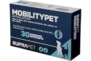 Suprapet MobilityPet Chiens et Chats - Soutien Os et Cartilage 30 comprimés - Aliment complémentaire Naturel avec Boswelia Glucosamine, Chondroïtine, MSM et Griffe du Diable, Vitamine C