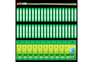 AOUZOVLI 50Pcs Knicklichter Angeln Angel Knicklichter Nachtlicht für Angelrute 4.5x37mm Glow Stick Nachtangeln für Nachtfischen Karpfen Raubfische Anfänger Angler mit 1 PE-Verstärkte Äste