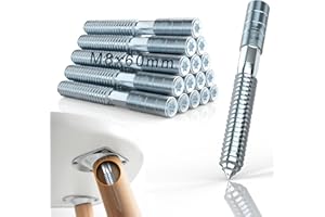 Mbsomnus 15 sztuk śrub trzpieniowych Torx M8 x 60 mm, śruba trzpieniowa M8, ocynkowana, stal nierdzewna, dwustronne śruby kołkowe, do zawieszania, śruby Torx T25, rowki gwiazdowe, podwójne śruby