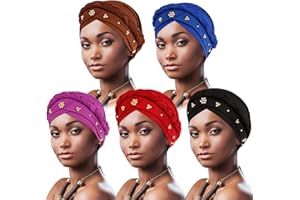 DRESHOW Donna Africane Turbante Pre-Legato Copricapo a treccia Testa Avvolge Cappello Boho Turbante Chemio Cap Elastico Annodato Berretto