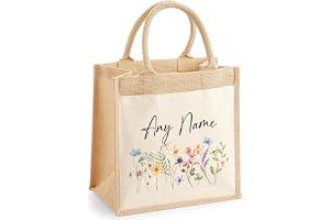 Chicken Craft Personalised Jute Tote Bag with Floral Design - Custom Name Gift for Mum, Grandma, Nanny & More - Ideal present
