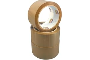 Double Dragon Brown Packing Tape – 48mm x 66m (3 Rolls) | Heavy-Duty Parcel Packaging Tape for Secure Box Sealing | Ideal for Packing, Shipping, Moving, Storage, eCommerce | Carton & Postal Use