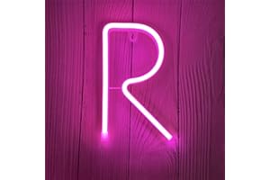 DWOOKE LED Letter Lights Pink Neon Letters,Light up Letters Neon Signs Battery or USB Operated Lighted Letters Neon Wall Lights Alphabet Decor for Birthday Party Wedding Christmas (Pink R)