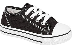 STYLO ONLINE Girls Canvas Shoes Children Kids Toddlers Summer Pumps Casual Infants Trainers Flat Low Top Lace Up Sneakers Soft Lightweight Plimsolls Boots Baby Sizes