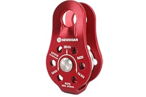 NewDoar CE Certified 28KN/6298lb Micro Pulley Fixed Side Trolley Single Rope Pulley Block for Climbing, Rescue Lifting, Hitch Tending
