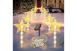 Sunshine smile 4er Set LED Garten Leuchtstäbe Stern,Solar Weihnachtsbeleuchtung für Außen,Garten Solarlampen Beleuchtung,Weihnachtsdeko Lampe,Gartenstecker Balkon Weihnachts Deko Außen