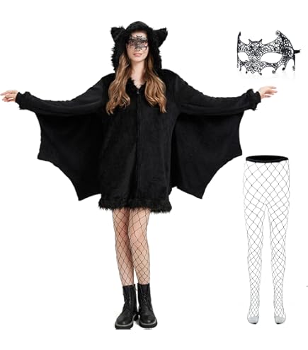 Déguisement Chauve Souris Femme,Costume D'Halloween Chauve-souris Avec Collants En Résille, Masque Pour Les Yeux En Dentelle,Déguisement Pour Adultes Et Accessoires Pour Halloween,carnaval (L