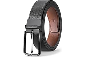 BOSTANTEN Pasek dla mężczyzn, skórzany, dwustronny pasek dla mężczyzn, 3,5 cm, do luźnych spodni golfowych i garniturowych, pasek dwa w jednym, prezent