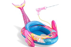 Sunrad Schwimmring Kinder mit Wasserpistole,Aufblasbarer Meerjungfrau Schwimmreifen,Kinder Schlauchboot Schwimmring,Schwimmhilfe Schwimmsitz für Kleinkind von 3-10 Jahre