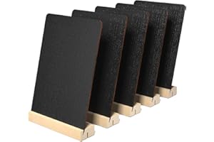 GWHOLE 5 Pack Chalk Board for Display,14 X 20 CM Blackboard Chalkboard Sign Menu Board with Wooden Stand for Party Tables Decoration, Bar and Restaurant