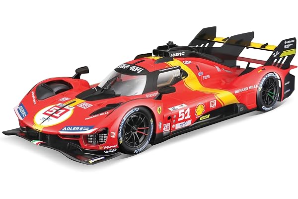 Bburago - 1/18 Ferrari Racing - 499P LMH 2023#51 - Rouge - NOUVEAUTÉ 2024 : Réplique métallique - intérieur détaillé - Portes et Capot ouvrants à l'échelle 1/24 EME-Gagnante des 24h du Mans 2023