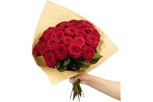 FLOWERBOX Red Passion Bouquet de 25 tiges, longueur de la tige : env. 50 cm, bouquet de roses fraîches