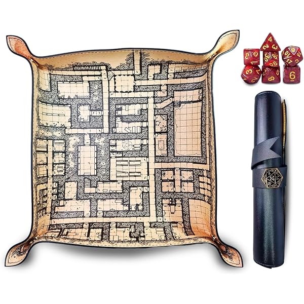 Power Beast Dungeon Piste de Dés Magicien et agon, Plateau Jeu de Dés + Ensemble de Dés, Dés