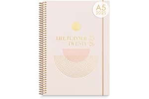 burde Life Planner Rose 2025/2026, Agenda A5 à Spirales – Organiseur Compact & Élégant, Planning Scolaire & Professionnel Daté, Journal Hebdomadaire, Couverture Rigide