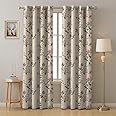 SPACES DRAPE STORY Premium Printed Blackout Curtain with Lining, Set of 2, 7Ft Door Curtains, Off White & Pink